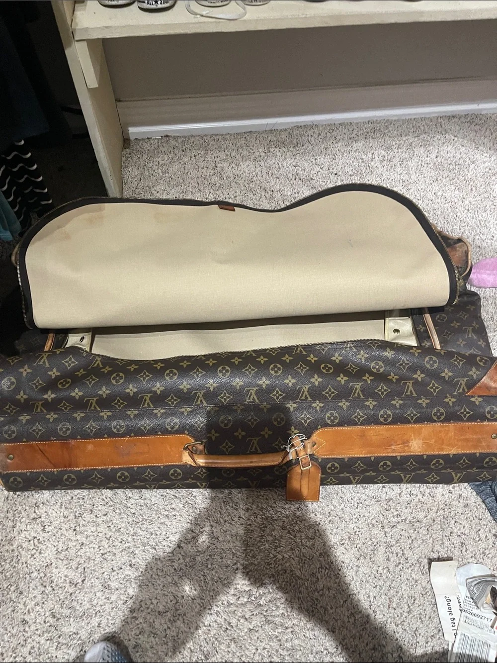 Louis Vuitton Brown Monogram Rolling Suitcase with Tan Trim